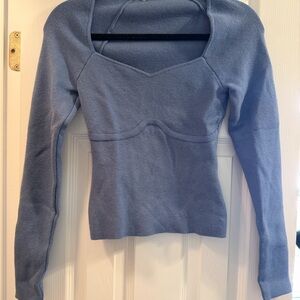 Abercrombie & Fitch Slate Blue V-Neck Sweater Top
